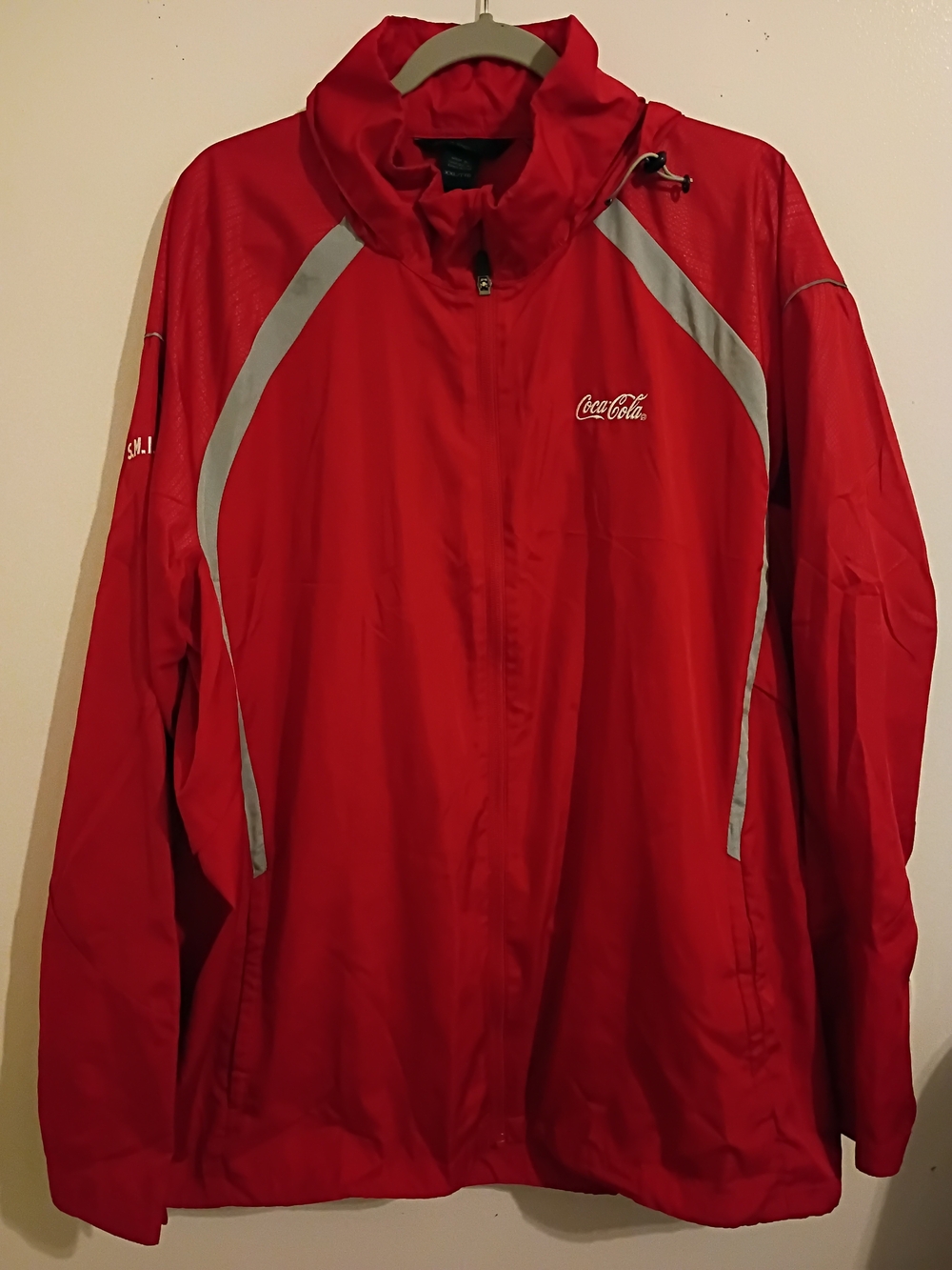 Coca-Cola Men’s Red Windbreaker with Reflective Trim Sz XXL
